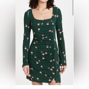 Free People Celia Mini Dress Emerald Jewel Combo Size XS